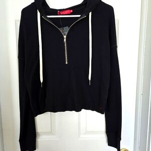n: philanthropy half zip cropped hoodie